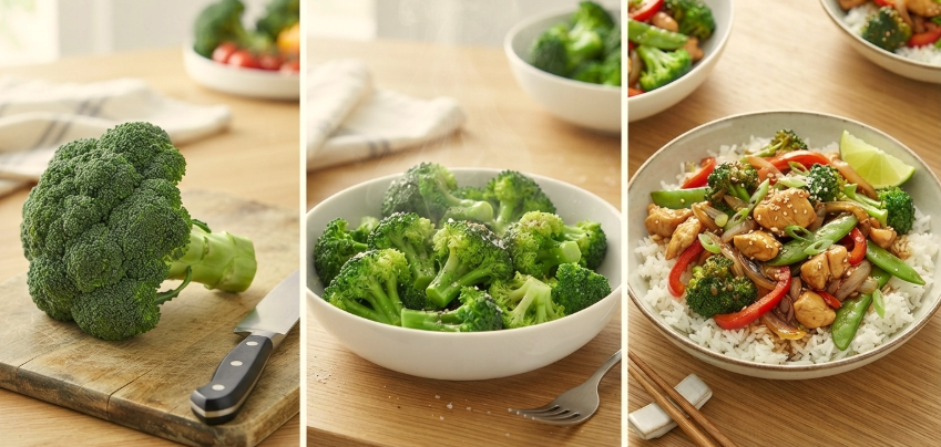 Broccoli before and after cooking